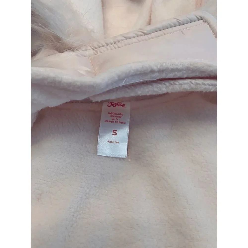 Justice Pet Dog's Faux Fur Hooded Ombre Puffer Jacket Size S NWT